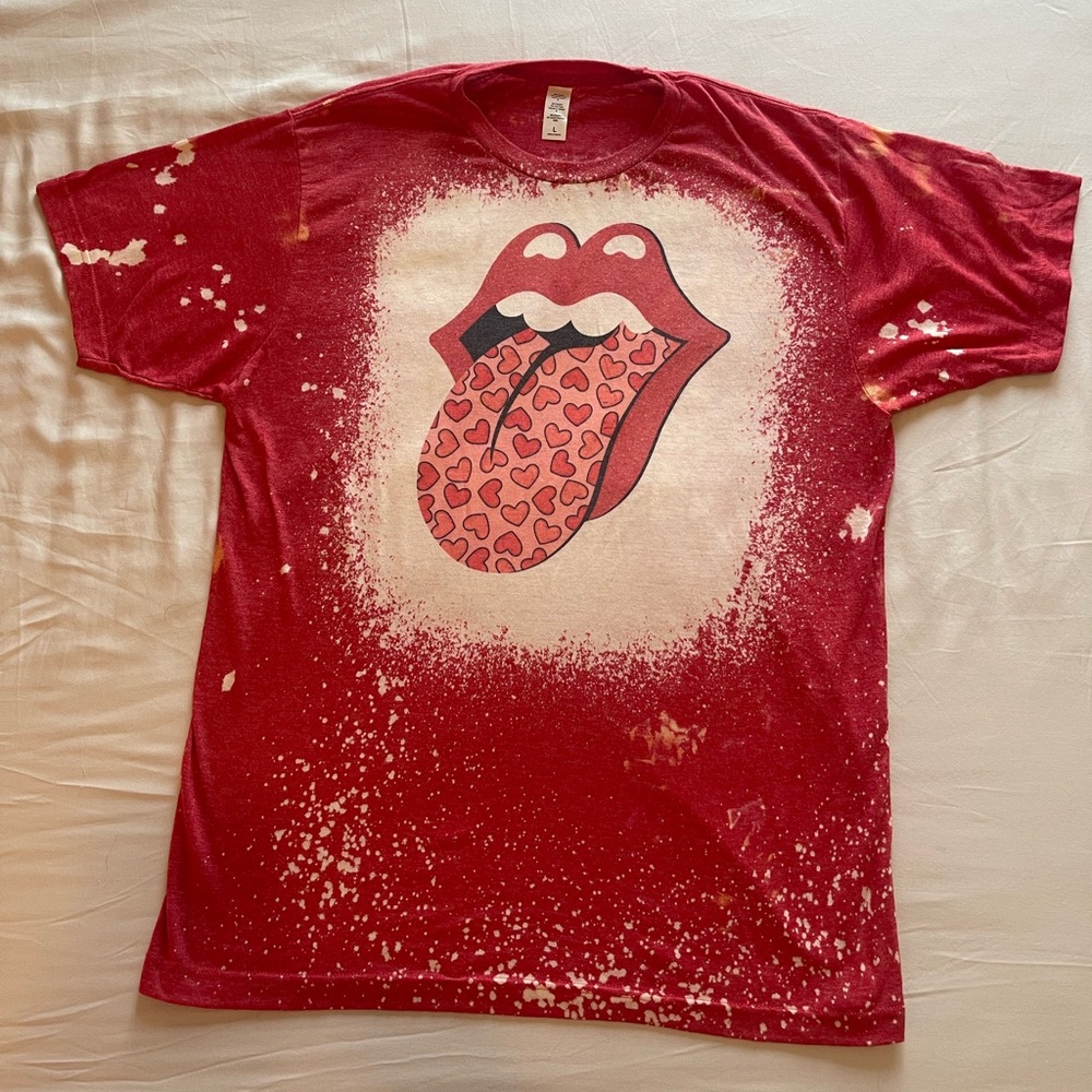 Valentine’s Rolling Stones Tongue Bleached T-Shirt